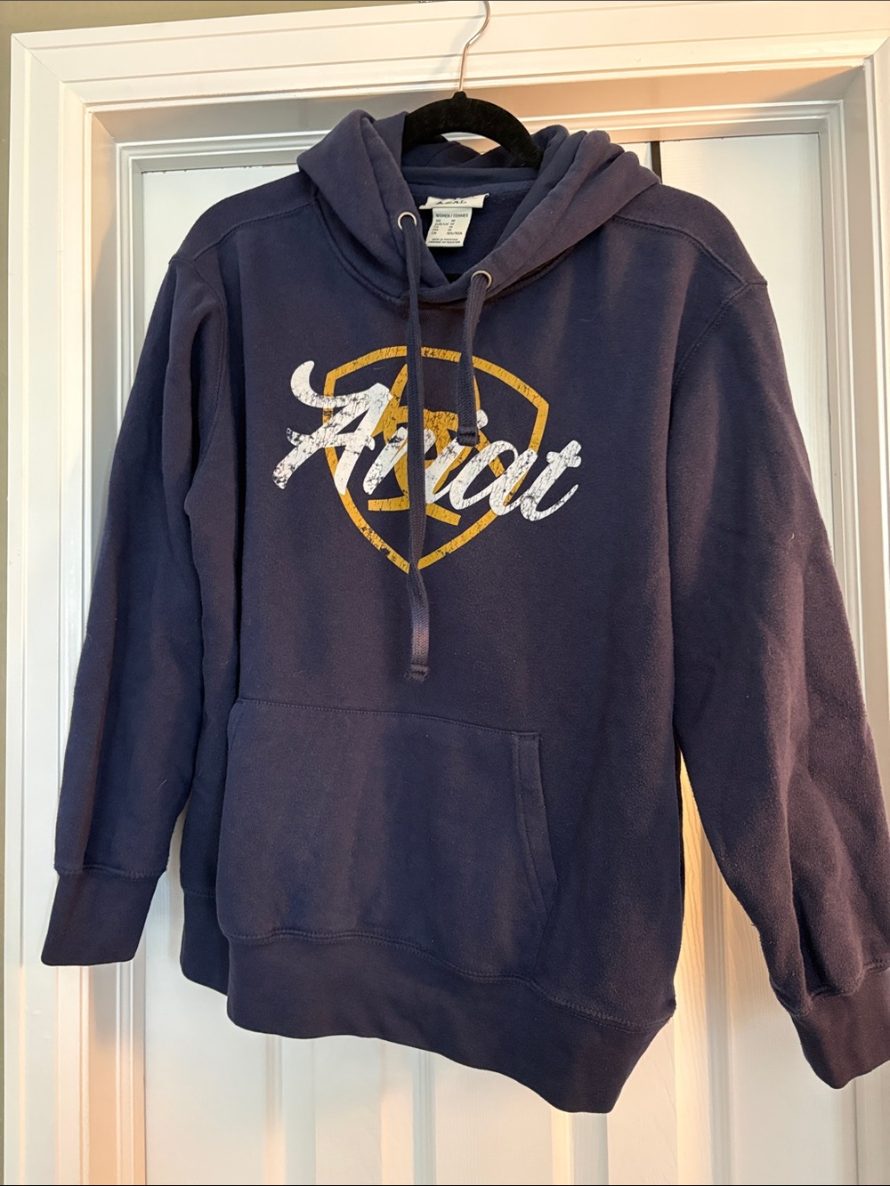 Ariat Navy Pullover Hoodie with Script Shield Logo